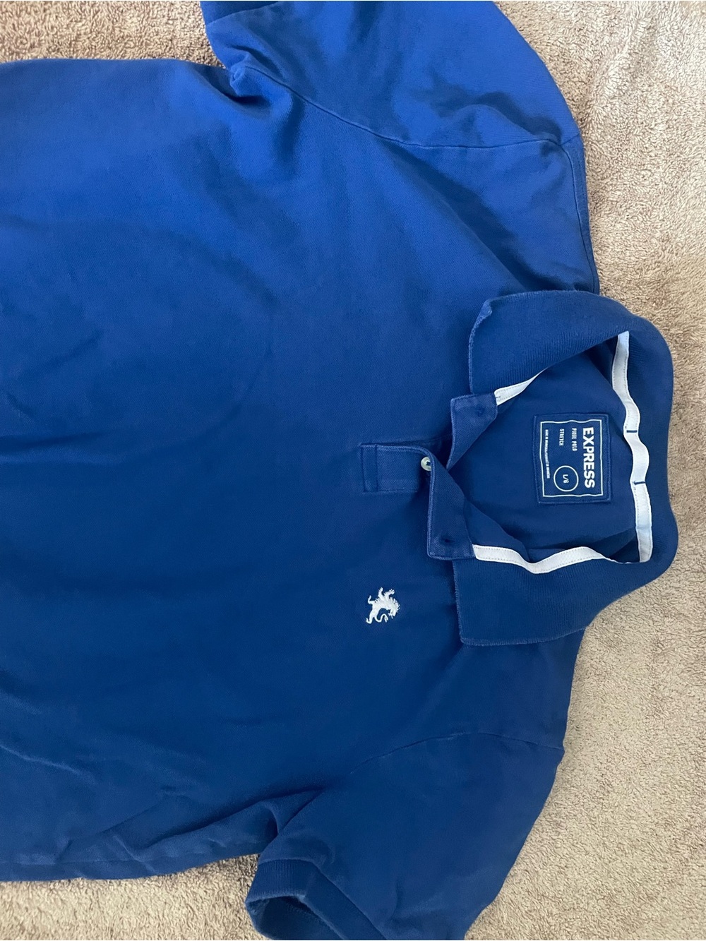 Express Men's Royal Blue Polo with Embroidered Crest